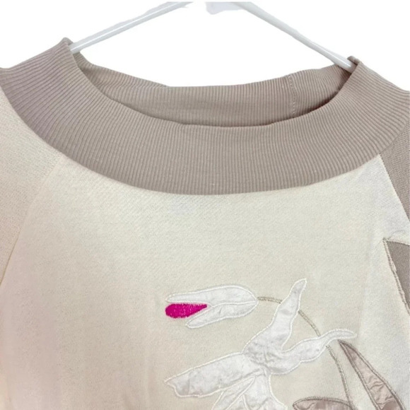 Vintage 80s 90s Granny Pullover Crewneck Sweatshirt Womens Small Floral Satin - Picture 3 of 9